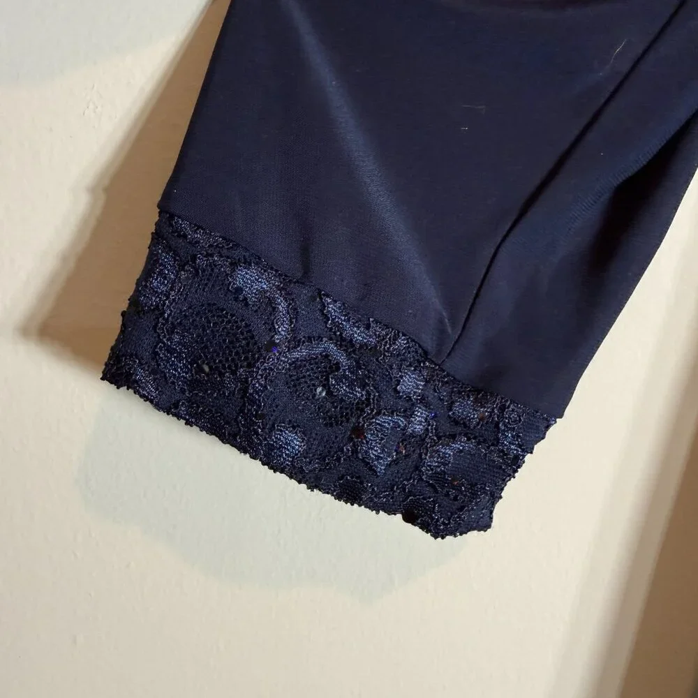 R&M Richards Lace & Sequin Jacket Tank Set Women's 10 Blue Formal Dressy Sparkly